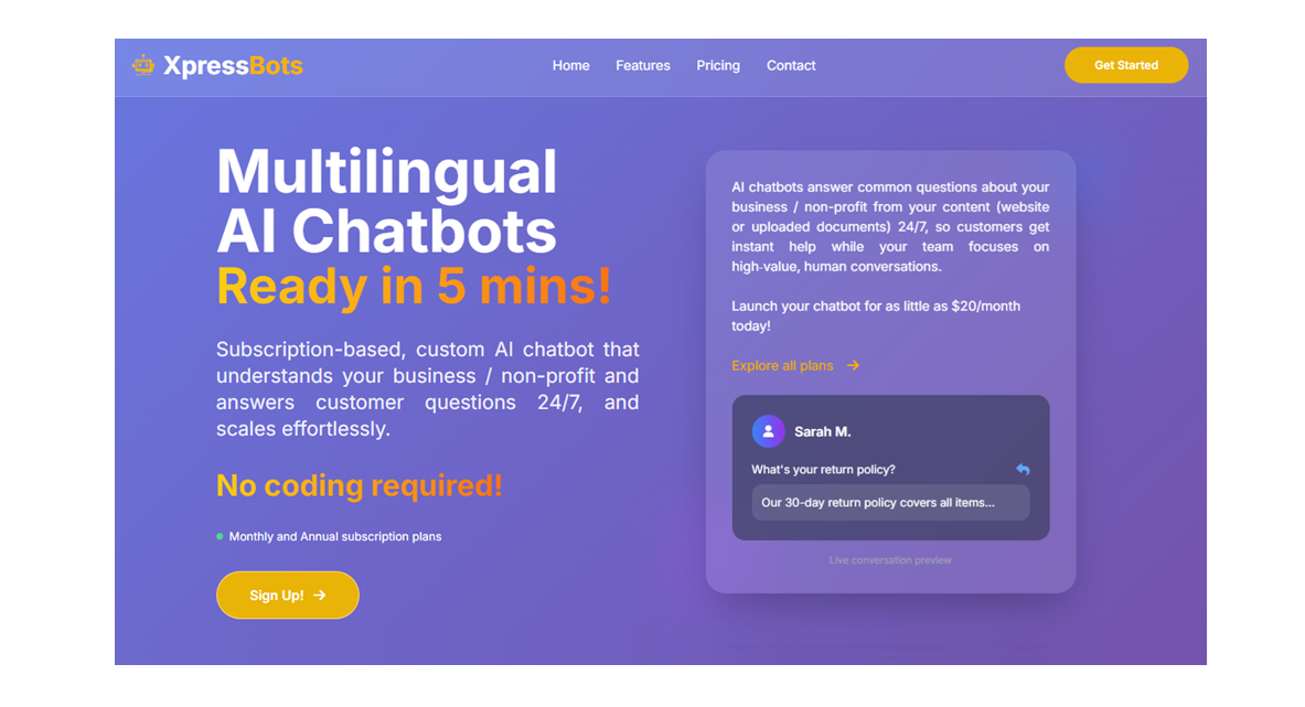 xpressbots.com AI Assistant Chatbot